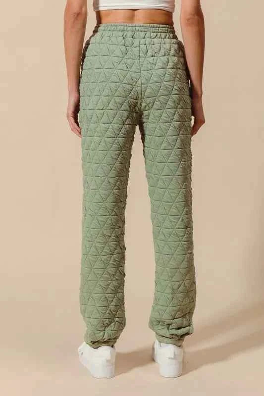 SO ME Triangle Quilted Straight Jogger Pants