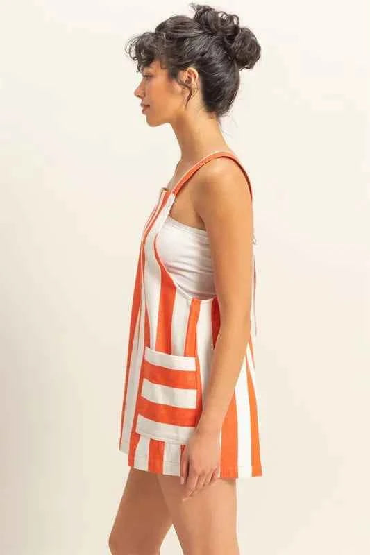 HYFVE Striped Sleeveless Overall Romper
