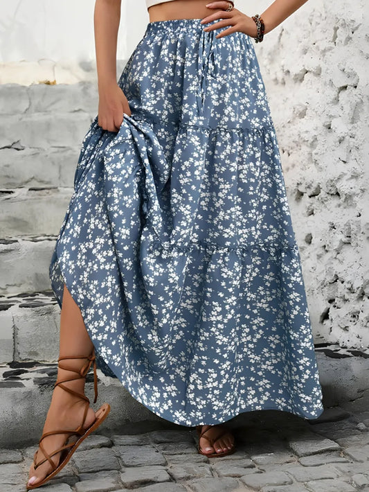 Tiered Floral Maxi Skirt detail — Livostyle