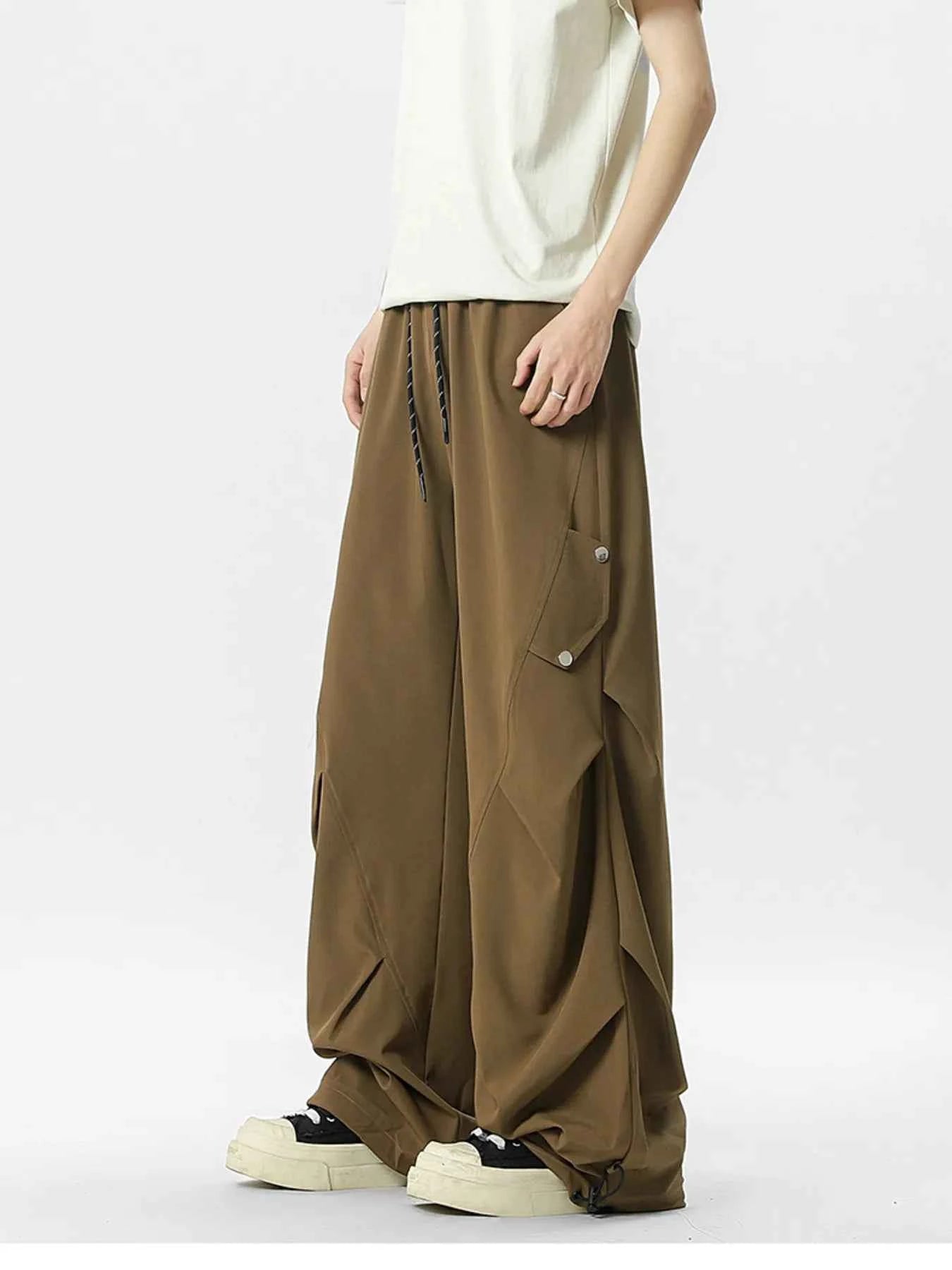 Men's Oversized Wide Leg Cargo Pants with Drawstring