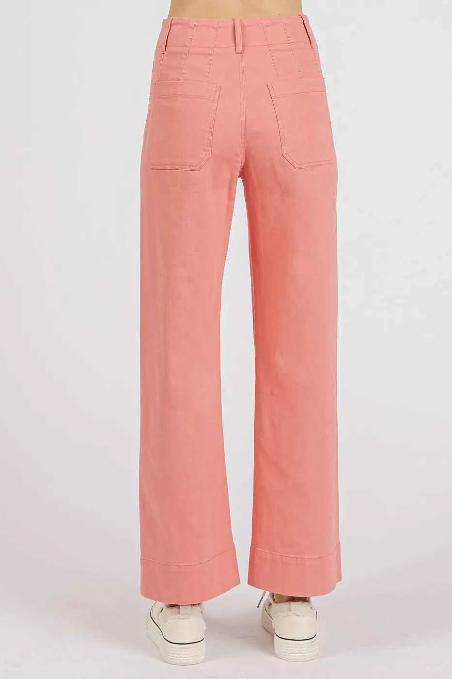 Mittoshop Twill Patch Pocket High Rise Wide Leg Pants