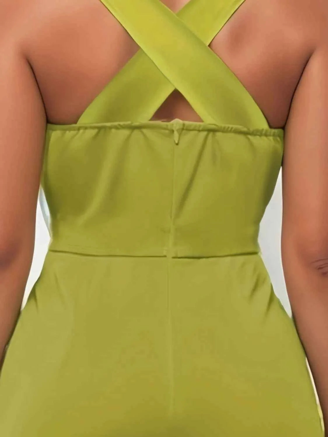 Crisscross Back Solid Color Sleeveless Romper