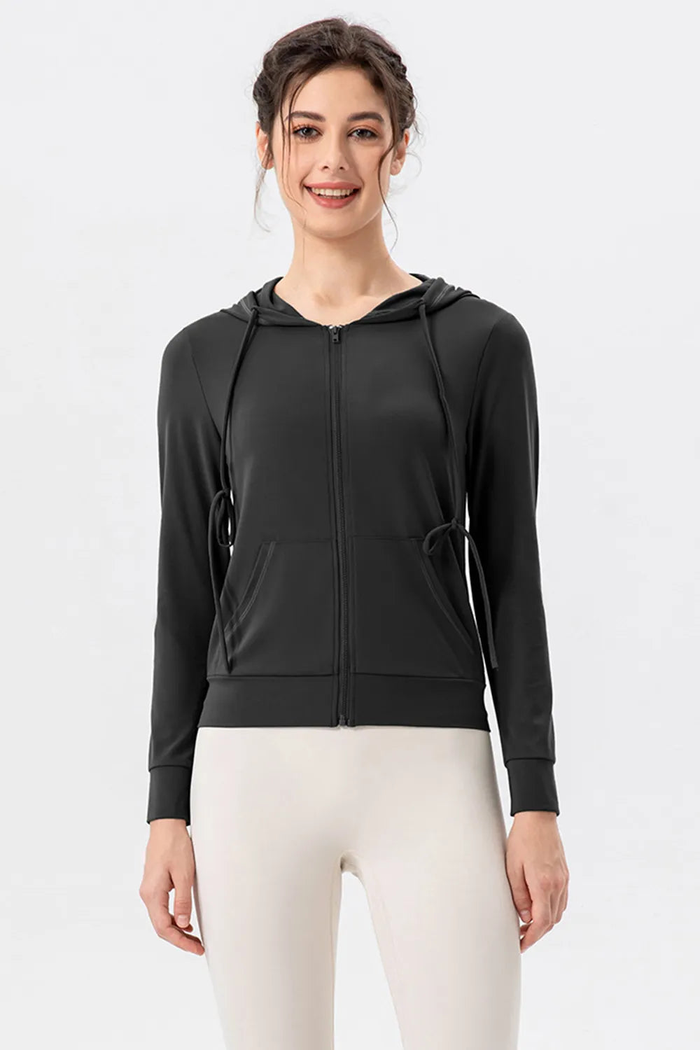 Drawstring Zip Up Hooded Active Outerwear — Livostyle