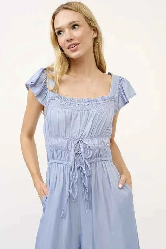 And The Why Ruched Multi Strings Jumpsuit