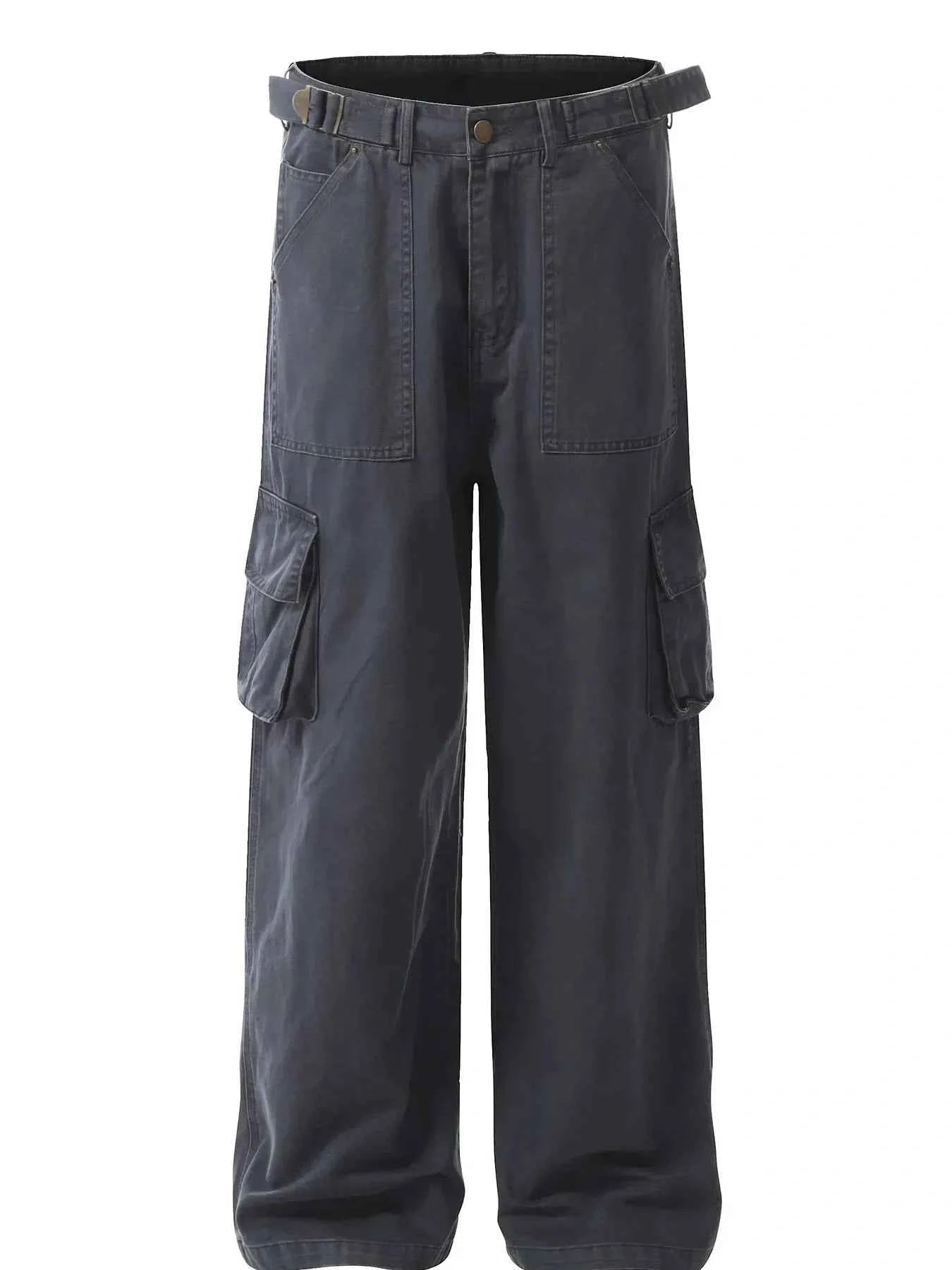 Men's Straight Cargo Pants with Multiple Pockets