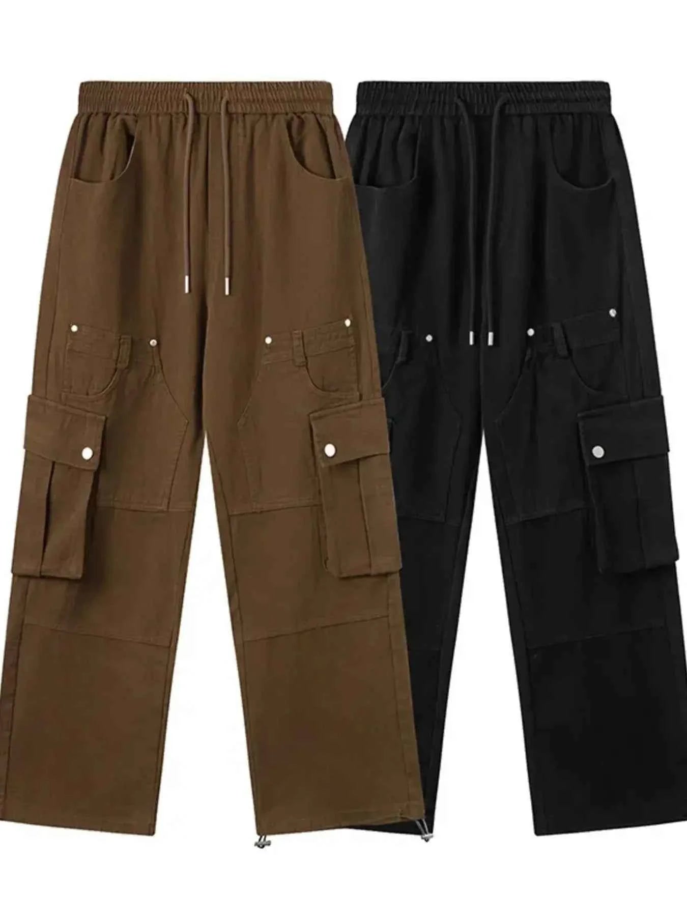 Men's Casual Cargo Drawstring Pants with Multi-Pockets