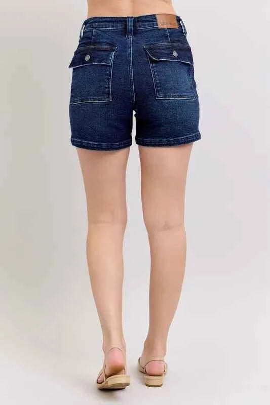 Judy Blue Full Size High Waist Back Flap Pocket Denim Shorts Plus Size