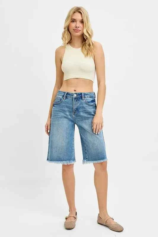 RISEN Full Size Tummy Control Mid Rise Fit Bermuda Plus Size