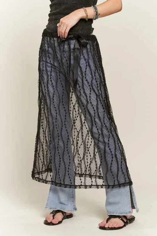 ADORA Sheer Layered Mesh Cover-Up Skirt