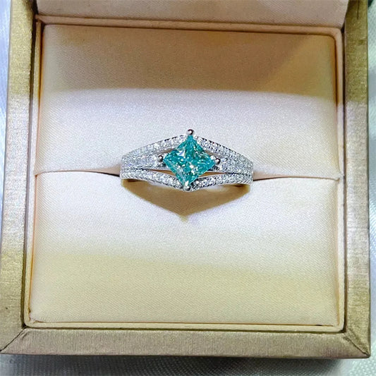 1 Carat Moissanite 925 Sterling Silver Ring — Square-Cut Tea — square view — Livostyle