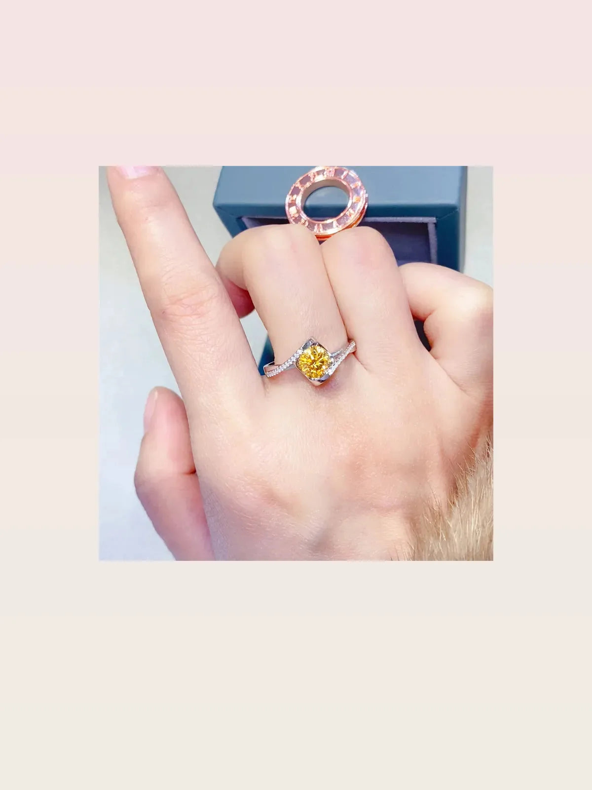 1 Carat Moissanite 925 Sterling Silver Ring — Yellow Modern — styled showcase — Livostyle