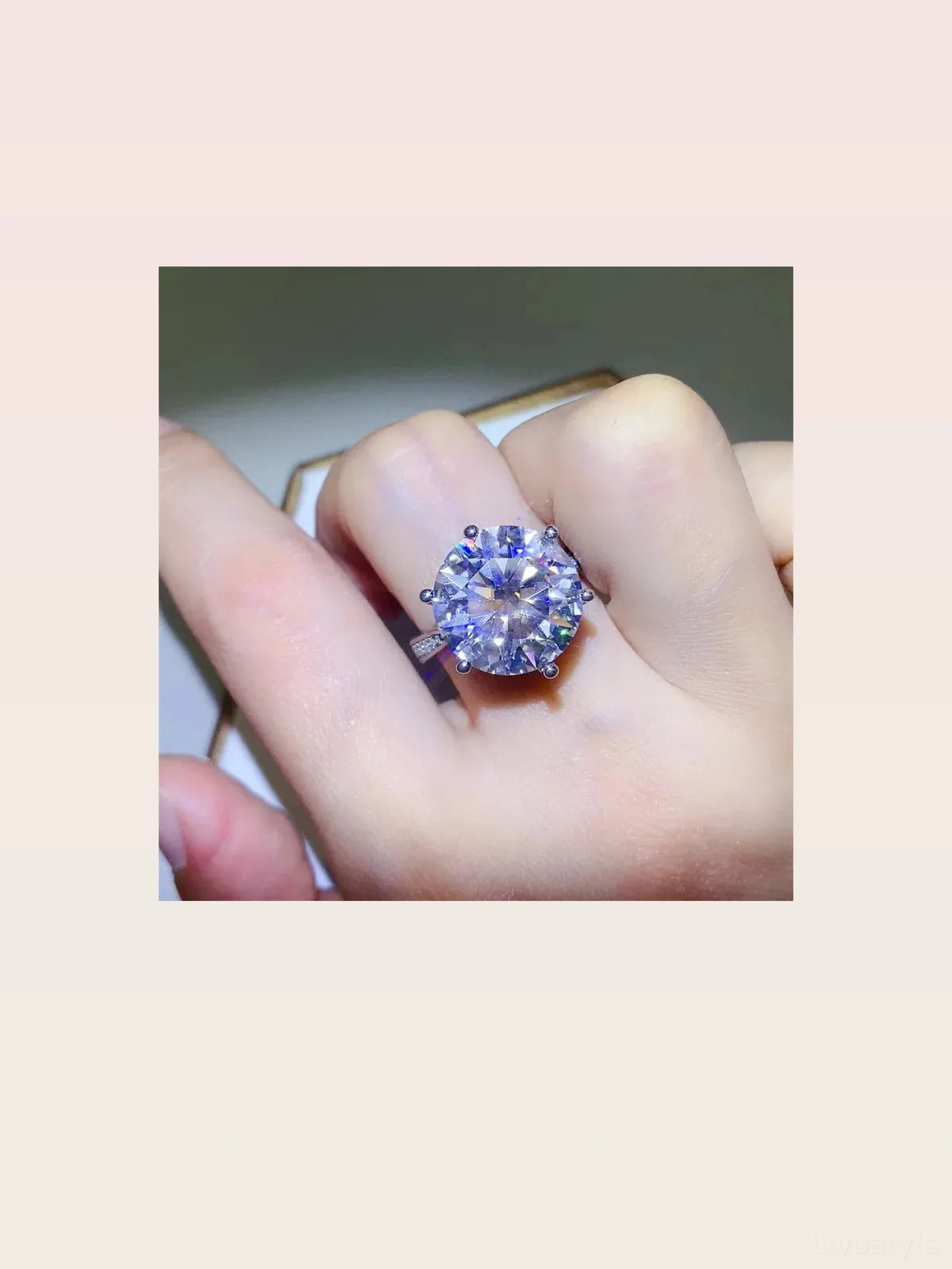 10 Carat Moissanite 925 Sterling Silver Ring — Round-Cut Sil — styled showcase — Livostyle