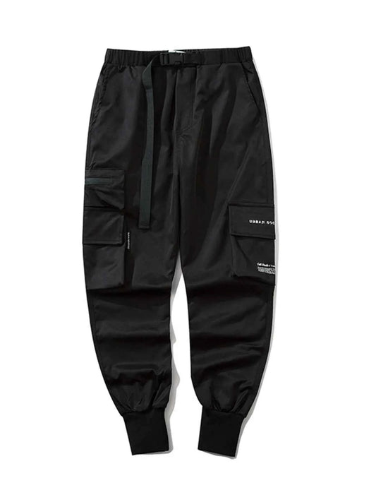 Men's Plus Size Casual Cargo Joggers with Elastic Cuffs