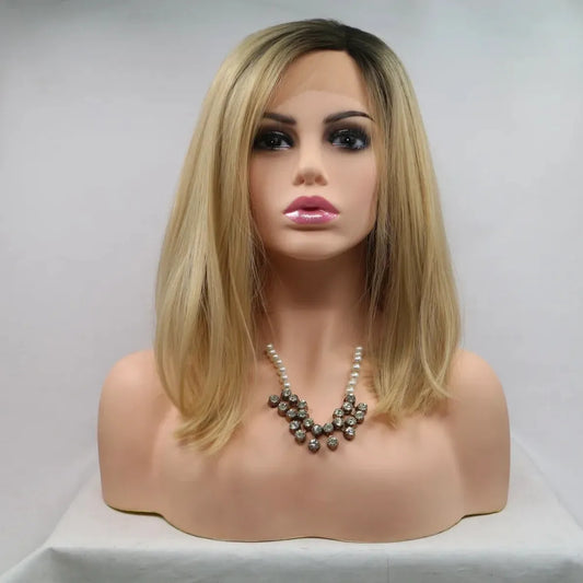 12 Lace Front Synthetic Wig in Blonde Ombre, Mid-Length — square view — Livostyle