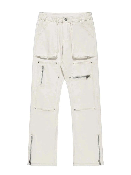Men's Multi-Pocket Pants with Zipper Details
