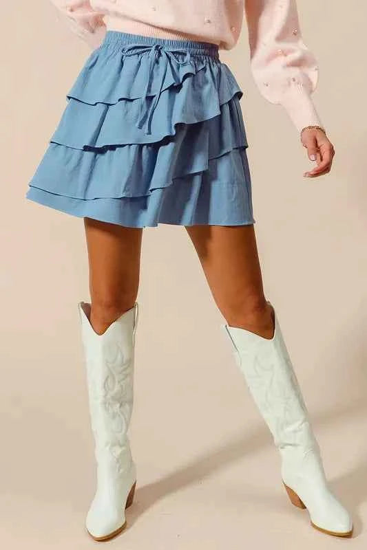 SO ME Asymmetrical Ruffled Game Day Skirt
