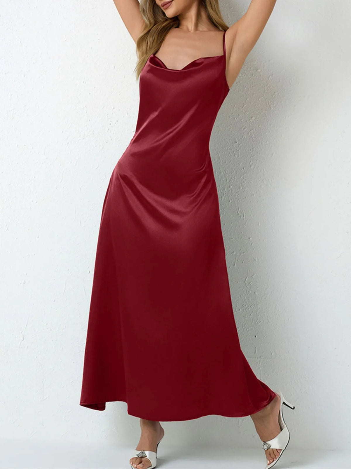 Satin Cowl Neck Cami Dress – photo 18