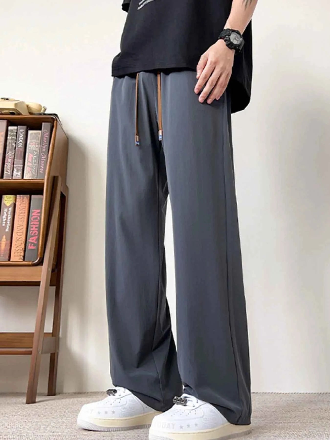 Men's Plus Size Casual Wide Leg Drawstring Pants