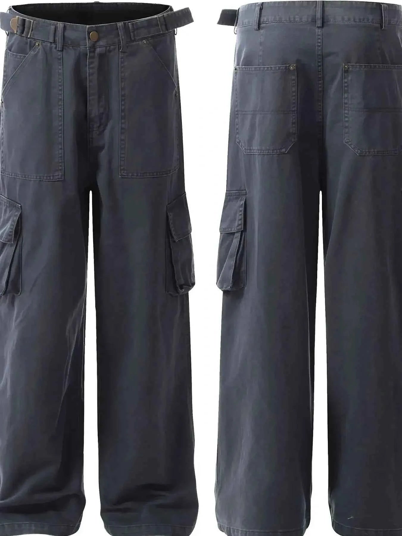 Men's Straight Cargo Pants with Multiple Pockets