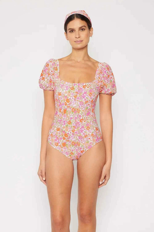 Marina West Swim Floral Puff Sleeve One-Piece