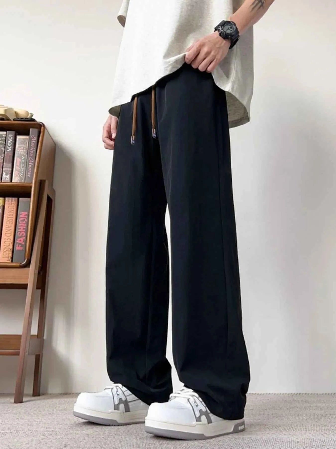 Men's Plus Size Casual Wide Leg Drawstring Pants