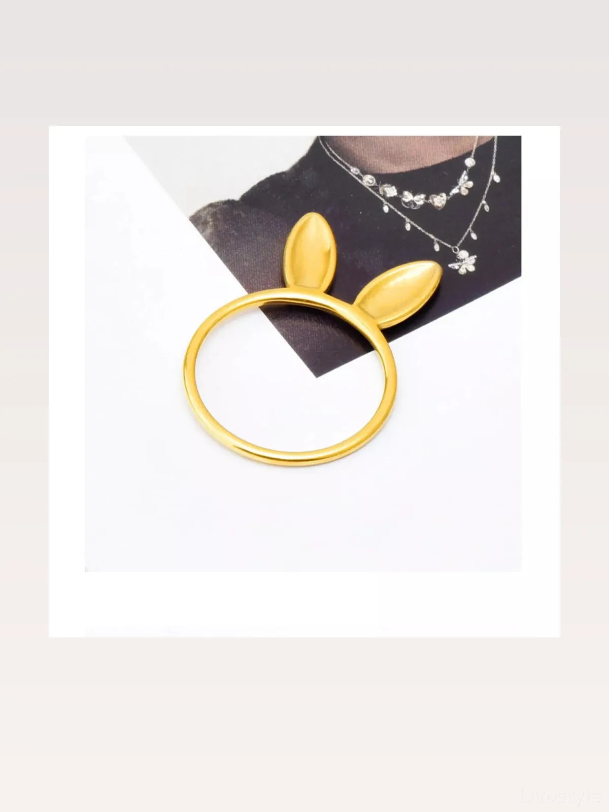 18K Gold-Plated Bunny Ear Ring — styled showcase — Livostyle