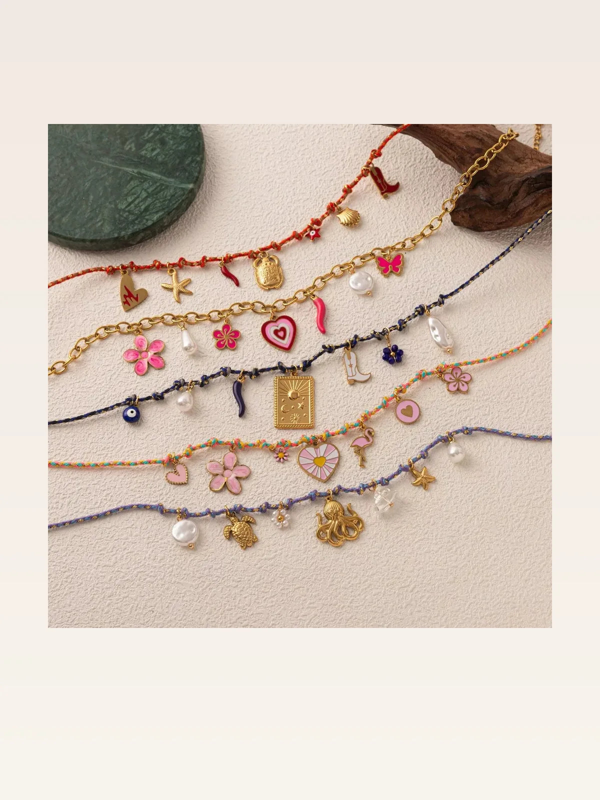 18K Gold-Plated Stainless Steel Charm Necklace — styled showcase — Livostyle
