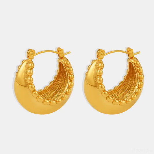 18K Gold-Plated Stainless Steel Huggie Earrings — square view — Livostyle