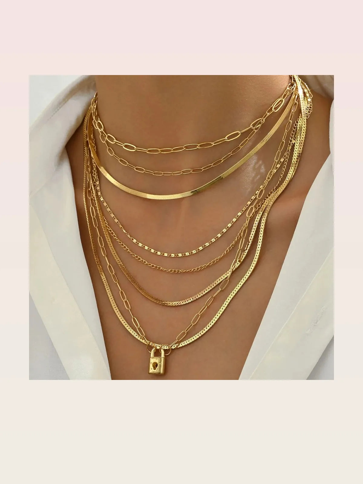 18K Gold-Plated Stainless Steel Multi-Layer Necklace — styled showcase — Livostyle