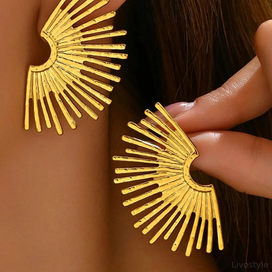 18K Gold-Plated Stainless Steel Sunburst Earrings — square view — Livostyle