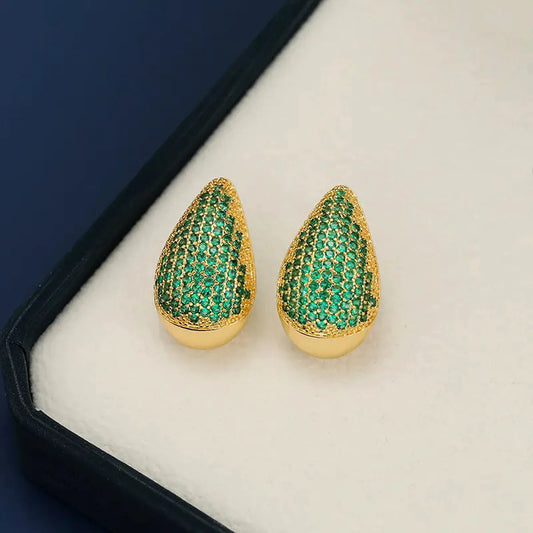 18K Gold-Plated Zircon Teardrop Earring — square view — Livostyle