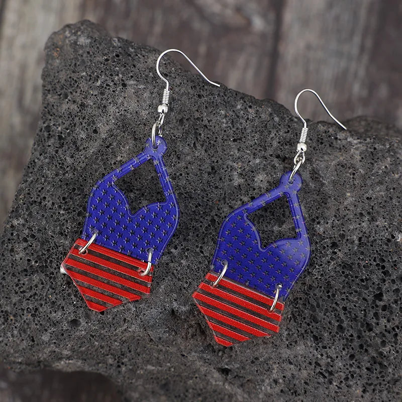 US Flag Pattern Acrylic Earrings back view — Livostyle