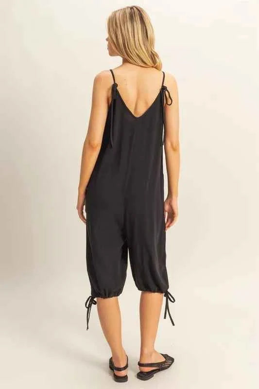 HYFVE V-Neck Pocket Detail Side Tie Hem Romper