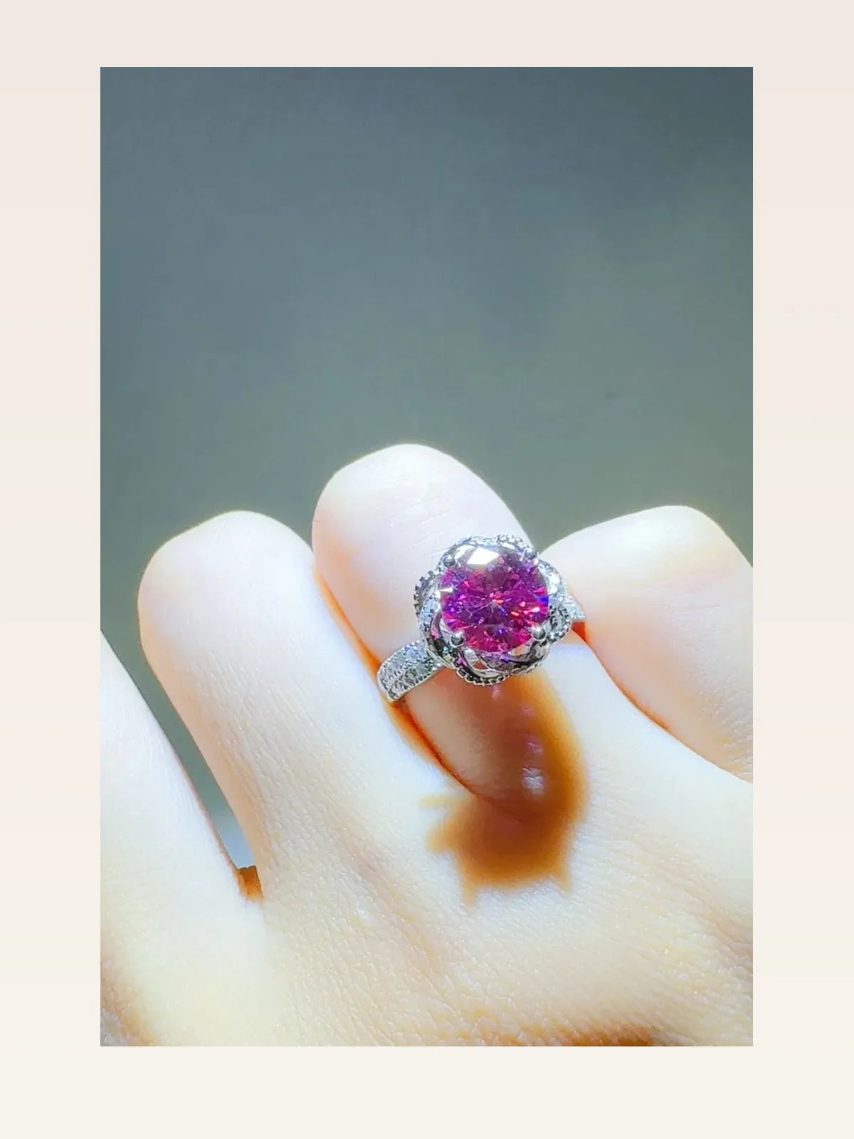 2 Carat Moissanite 925 Sterling Silver Flower Shaper Ring — styled showcase — Livostyle