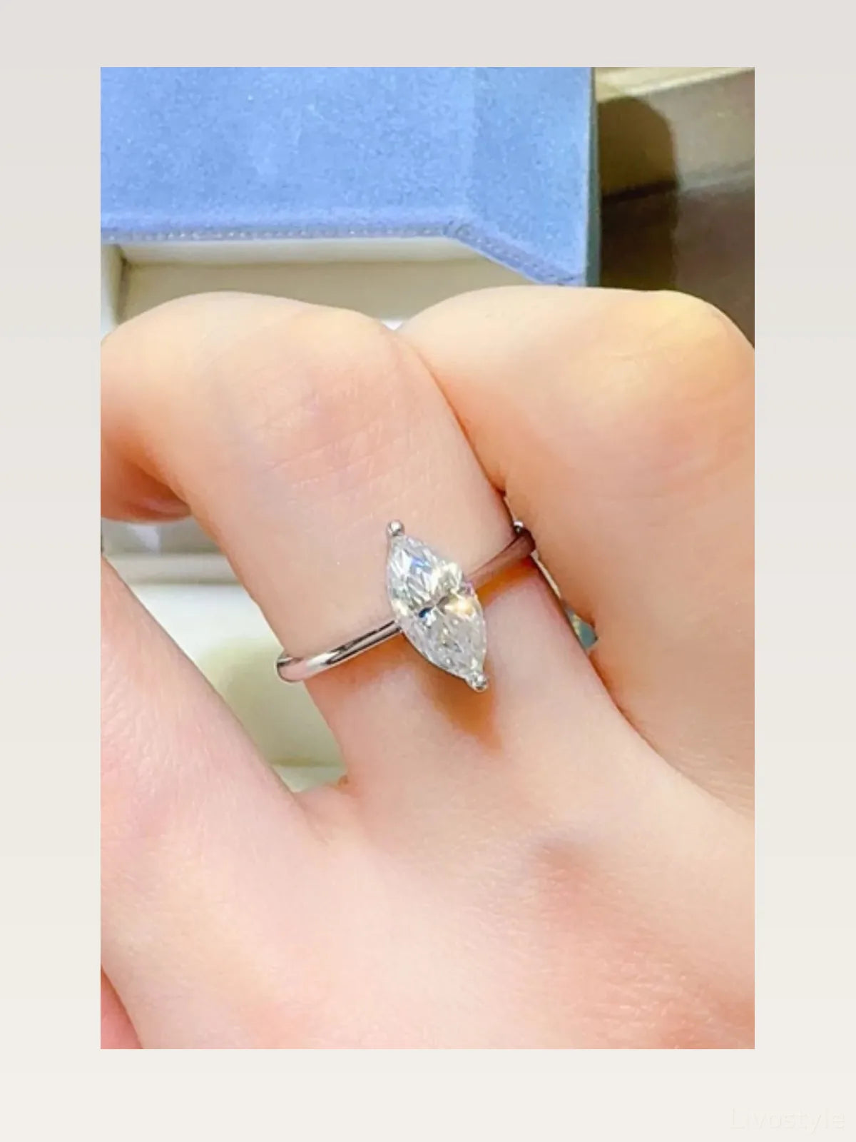 2 Carat Moissanite 925 Sterling Silver Ring — Marquise Minim — styled showcase — Livostyle