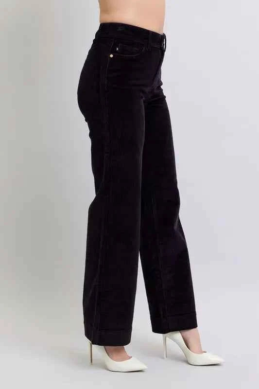 Judy Blue Full Size High Waist Corduroy Trouser Wide Plus Size