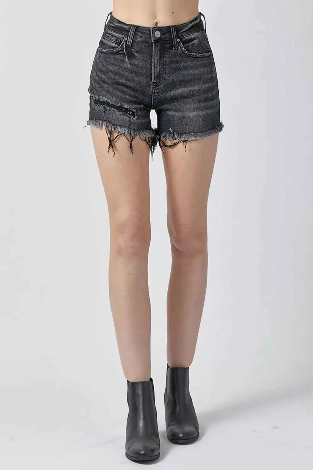 RISEN Raw Hem Denim Shorts with Pockets
