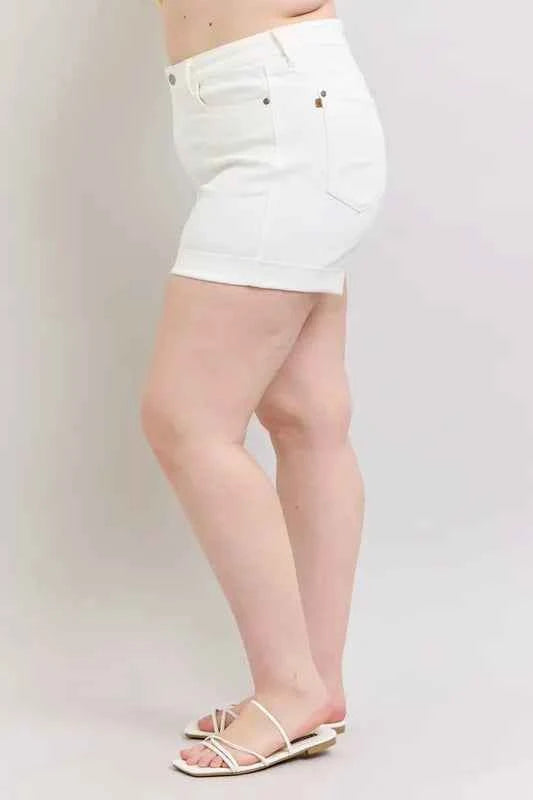 Judy Blue Full Size High Waist Double Roll Cuff Denim Shorts Plus Size