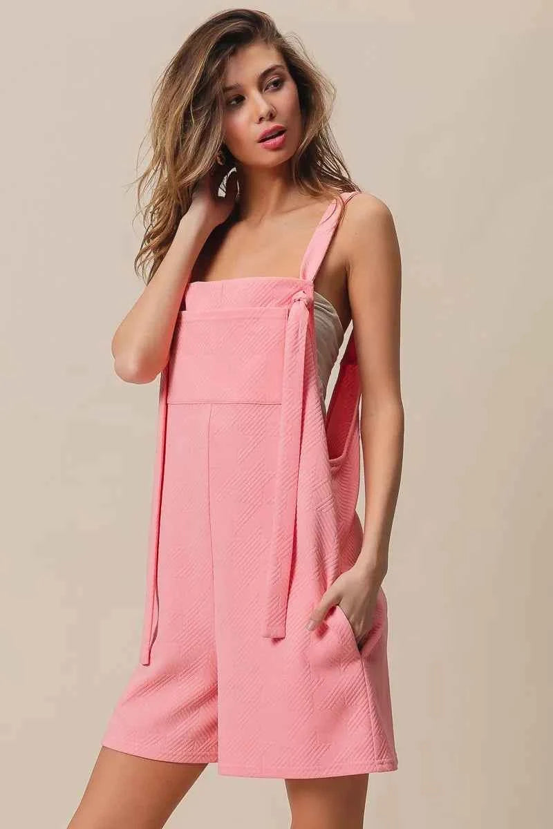 BiBi Texured Jacquard Romper with Side Pockets
