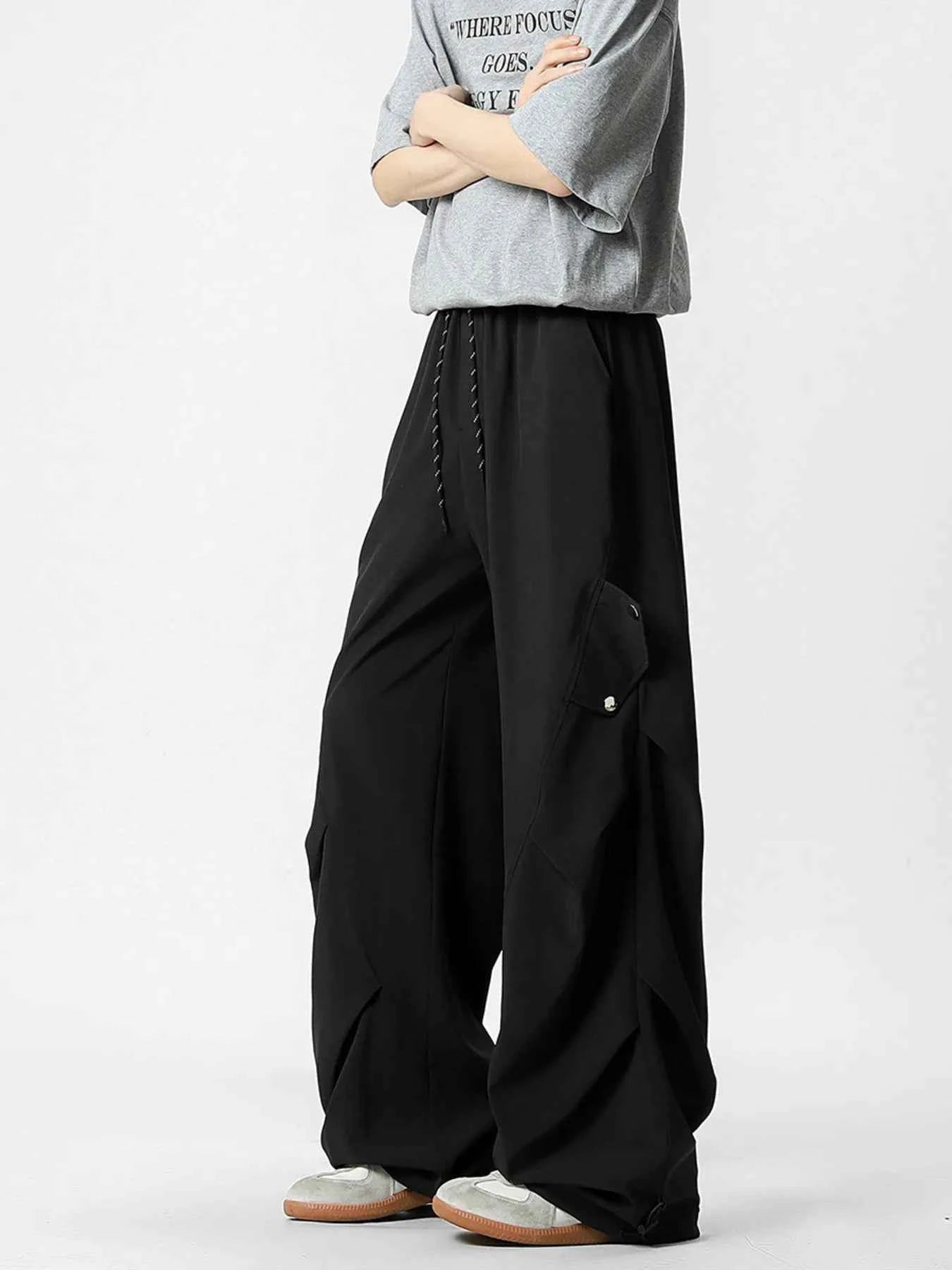 Men's Oversized Wide Leg Cargo Pants with Drawstring