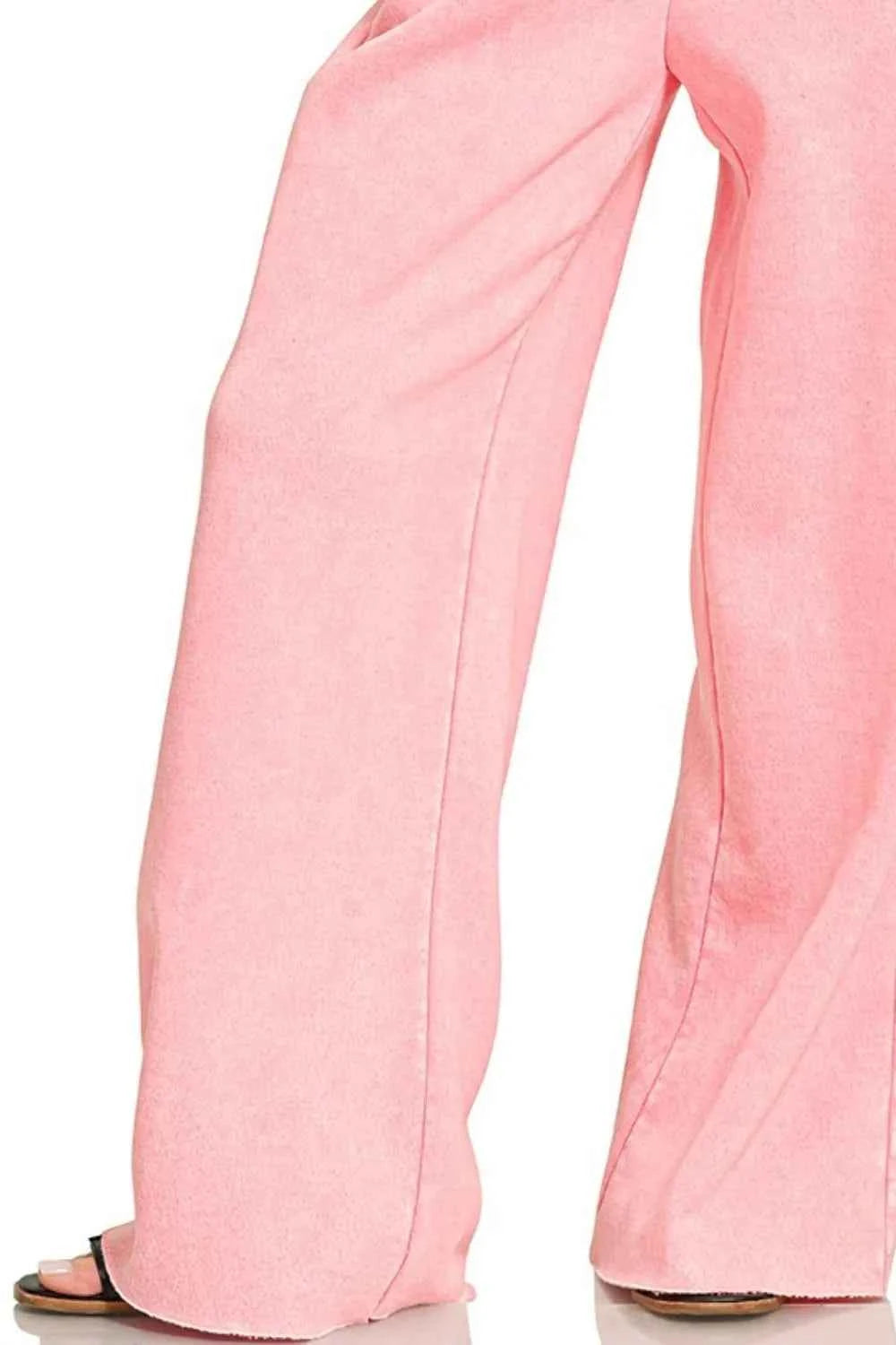 Zenana Acid Wash Fleece Palazzo Sweatpants with Pockets