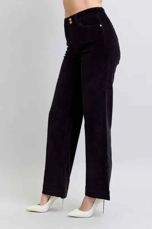 Judy Blue Full Size High Waist Corduroy Trouser Wide Plus Size