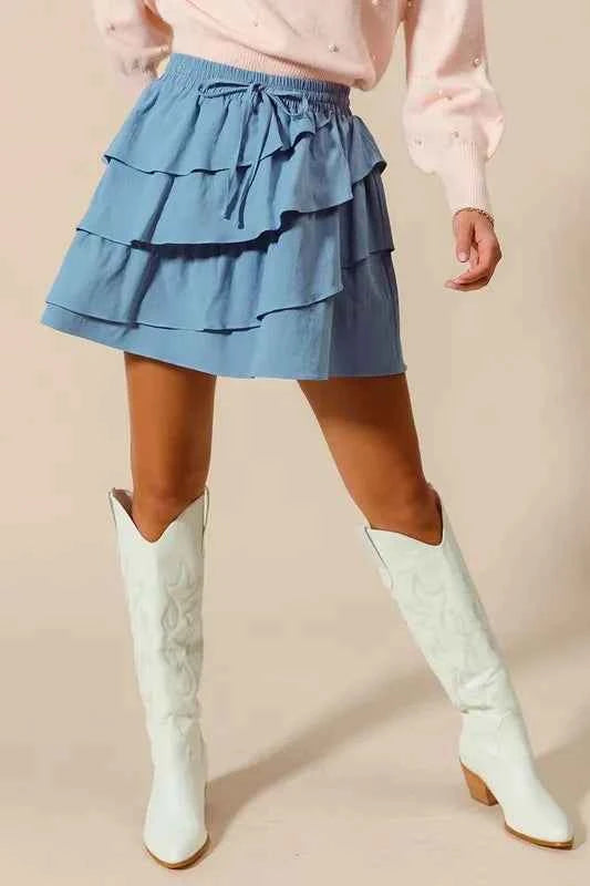 SO ME Asymmetrical Ruffled Game Day Skirt