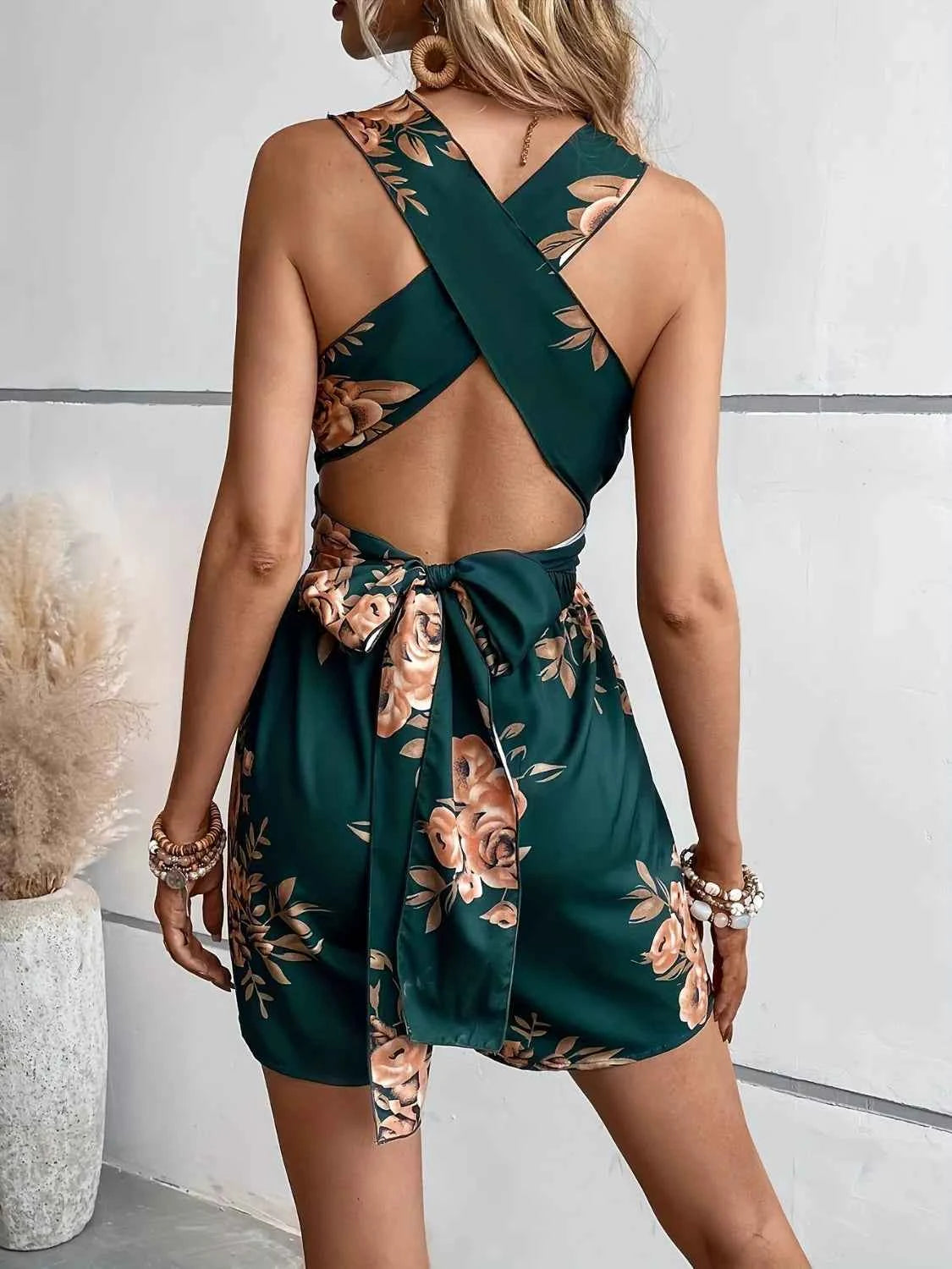 Crisscross Back Printed Romper