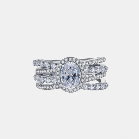 3 Carat Moissanite 925 Sterling Silver Layered Ring — square view — Livostyle