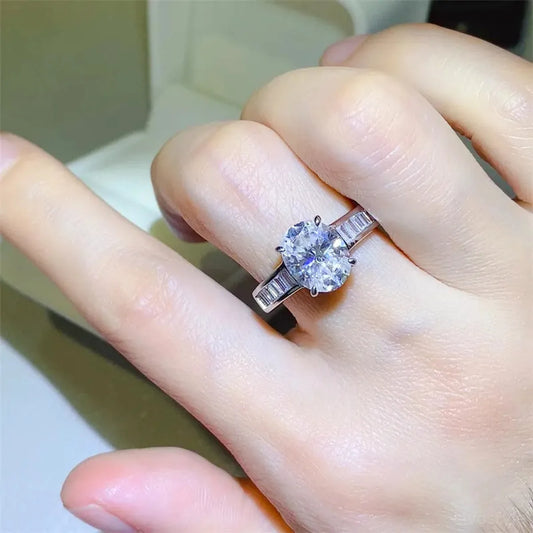 3 Carat Moissanite 925 Sterling Silver Ring — Oval-Cut White — square view — Livostyle