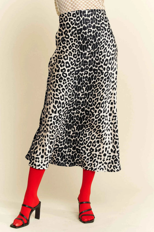 Davi & Dani Leopard Animal Print Long Length Skirt