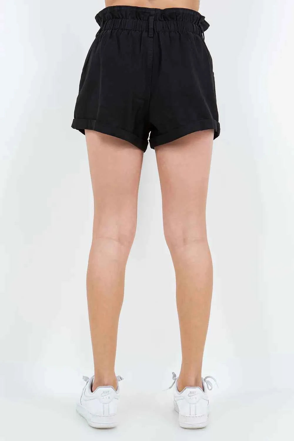 American Bazi High Waist Paper Bag Shorts