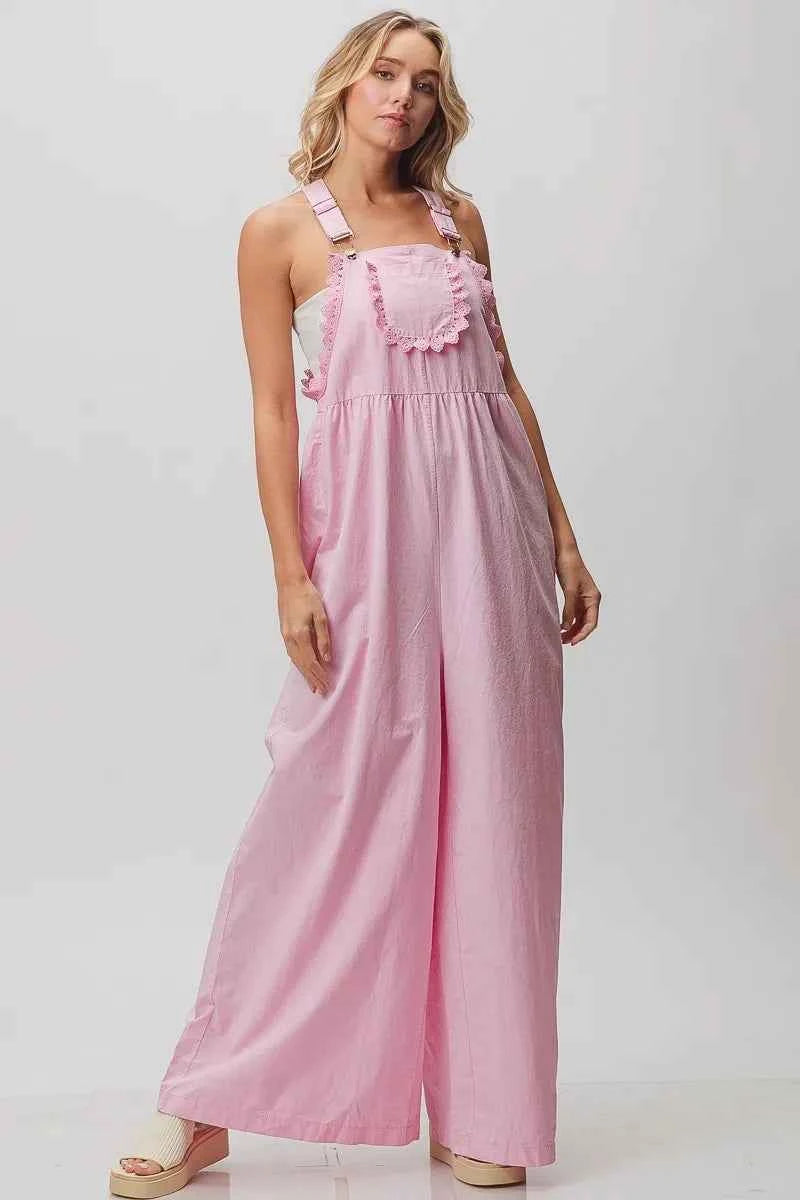 BiBi Lace Edge Detail Wide Leg Overall