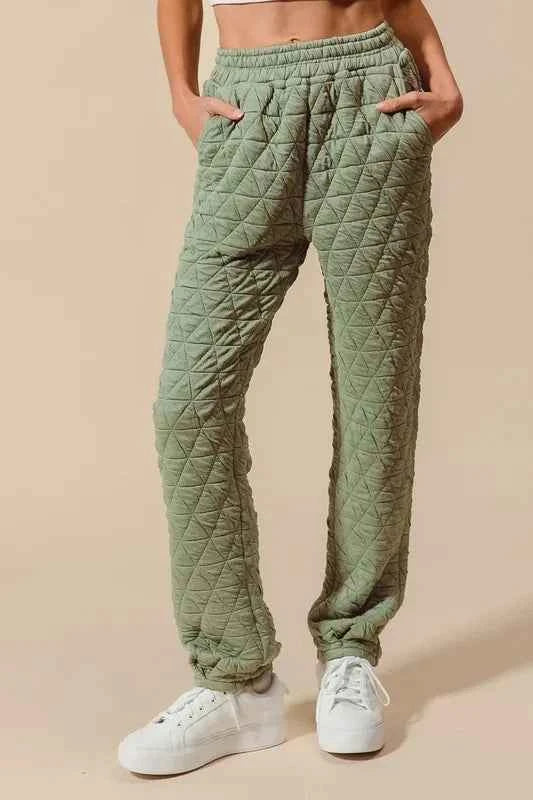 SO ME Triangle Quilted Straight Jogger Pants